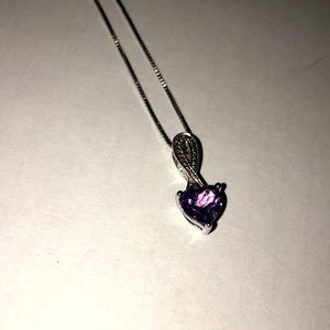 Amethyst and diamond accented heart necklace